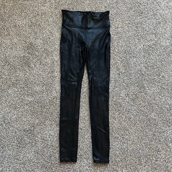 SPANX black faux leather leggings size S - Picture 2 of 11